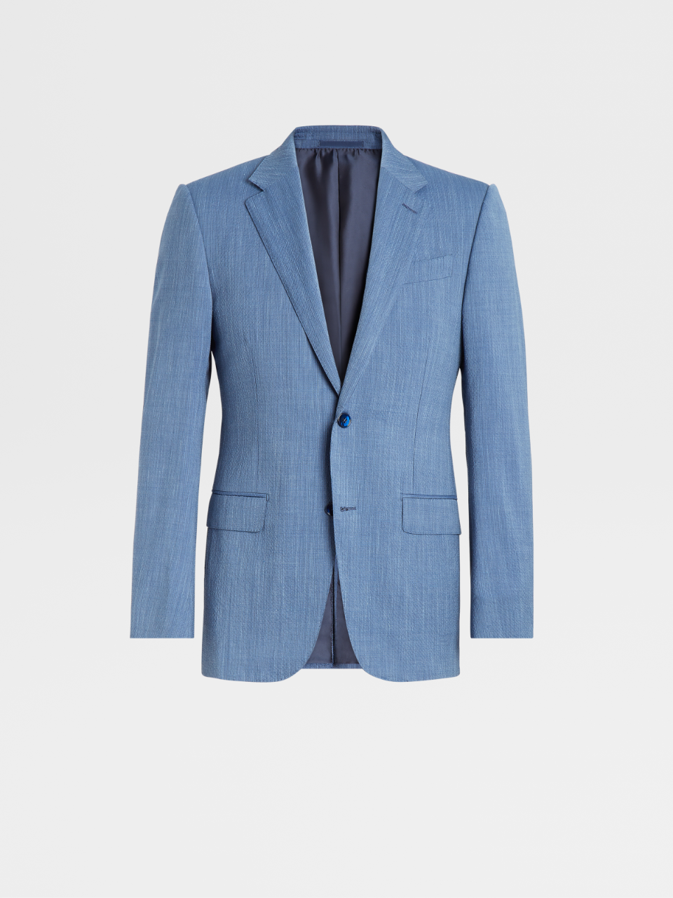 Blue Striped Trofeo™ Wool Silk and Linen Seersucker Tailoring Jacket, Drop 7